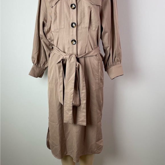 Balloon Sleeve Button Front Midi Dress - Picture 9 of 15